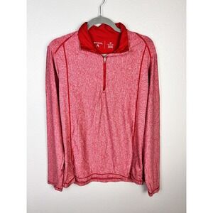 Antigua Activewear Top Mens Medium Red 1/4 Zip Mock Neck Long Sleeve Shirt